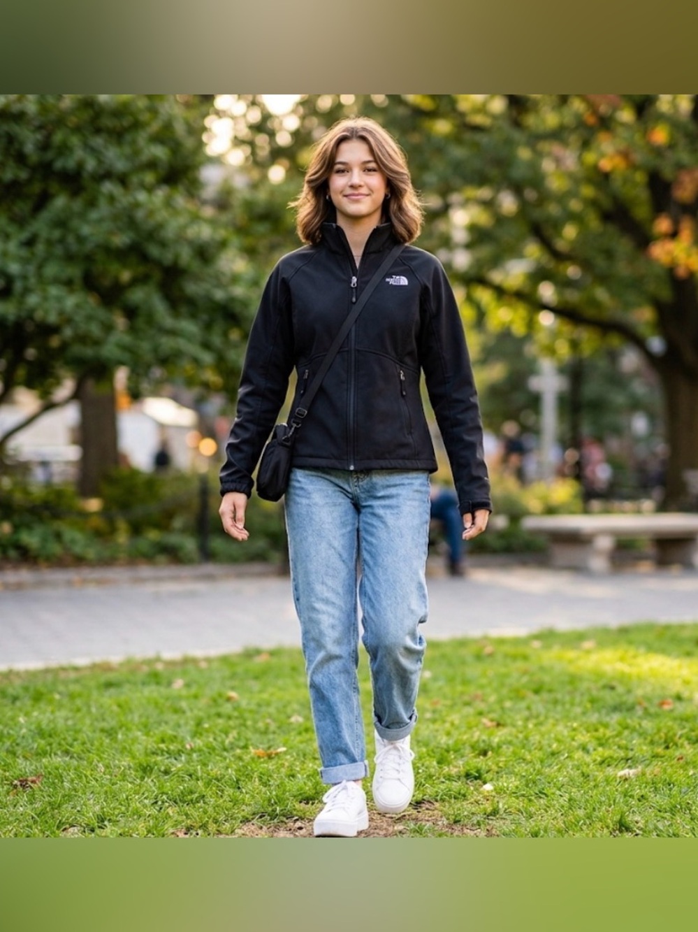 The North Face Black Zip-Up Softshell Jacket.  Size SP.
